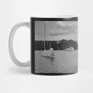 A view over Wroxham Broad in the Norfolk Broads National Park Mug